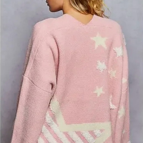 THE SOFTEST POL pink star cardigan NEW large - Picture 2 of 4